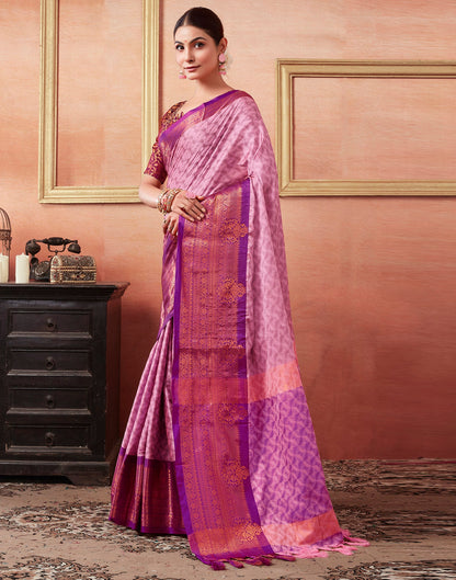 Light Pink Silk Weaves Saree