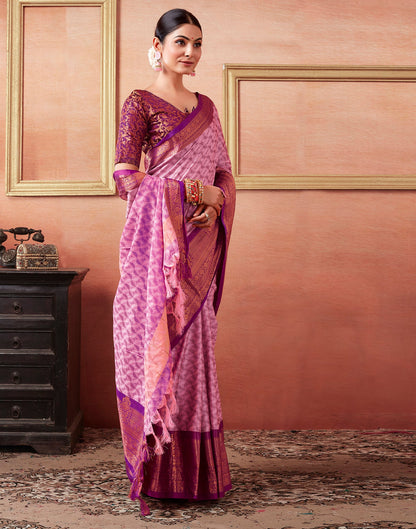 Light Pink Silk Weaves Saree