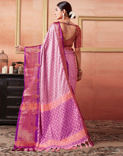 Light Pink Silk Weaves Saree
