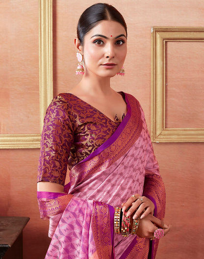 Light Pink Silk Weaves Saree