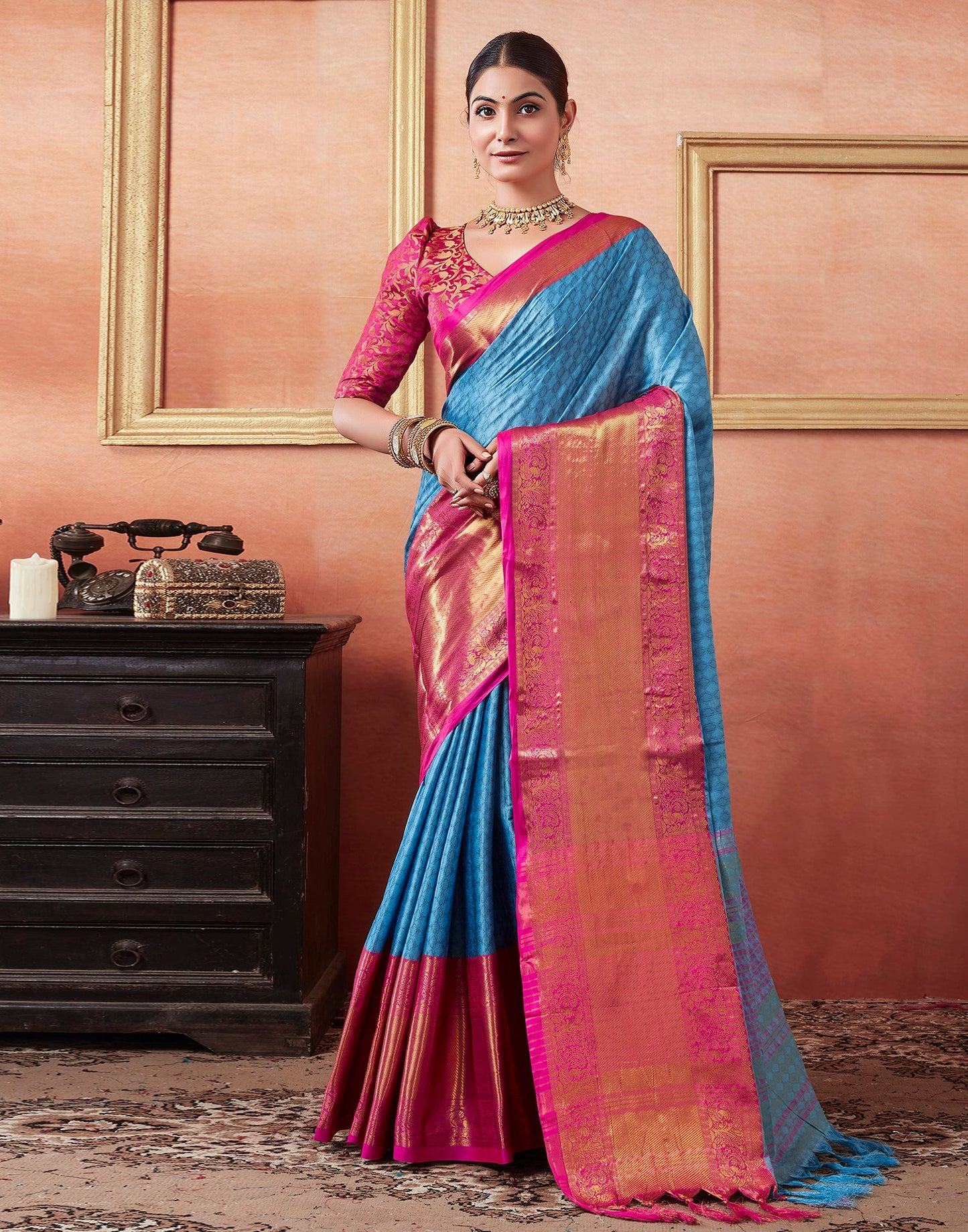 Blue Silk Weaves Saree