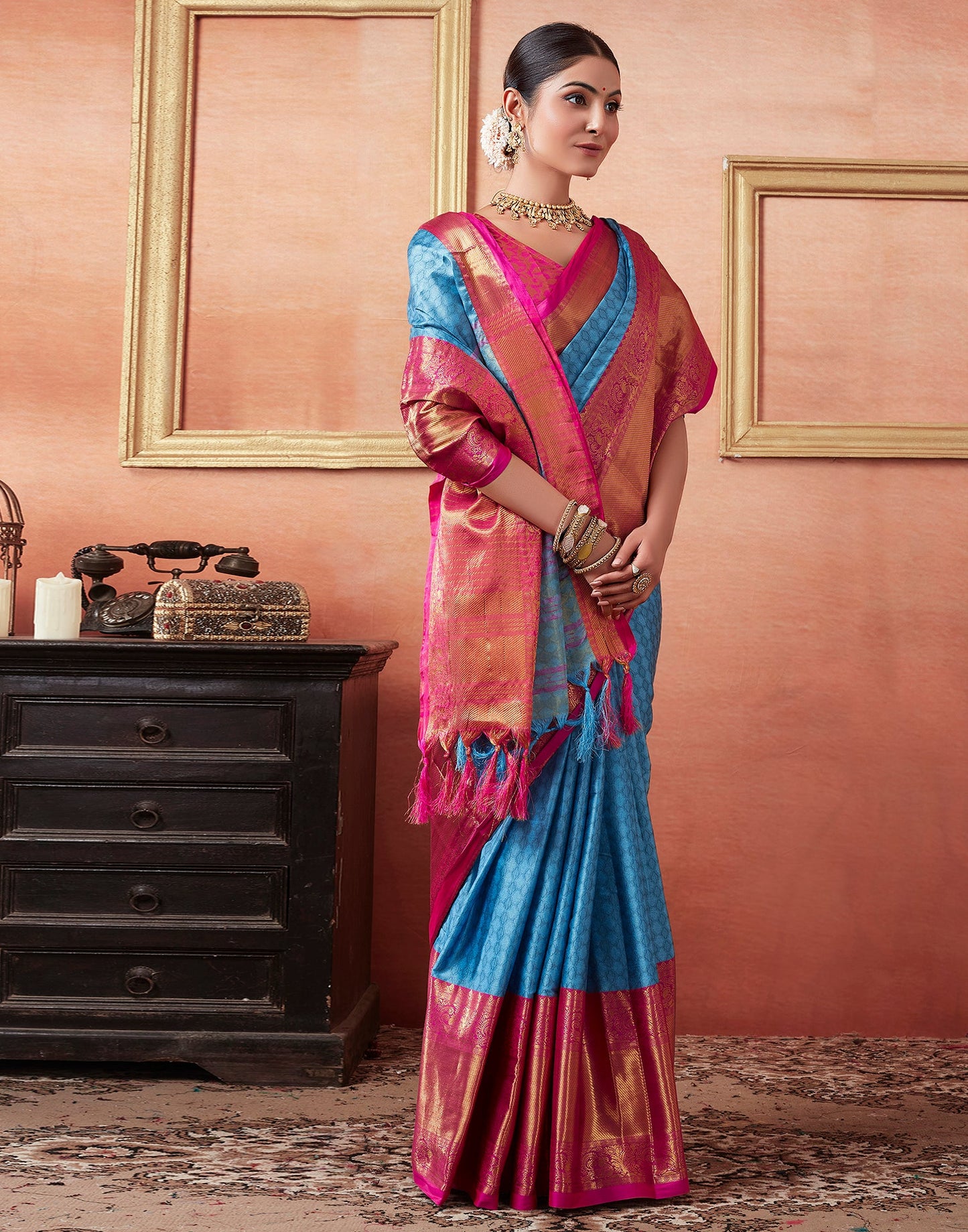 Blue Silk Weaves Saree