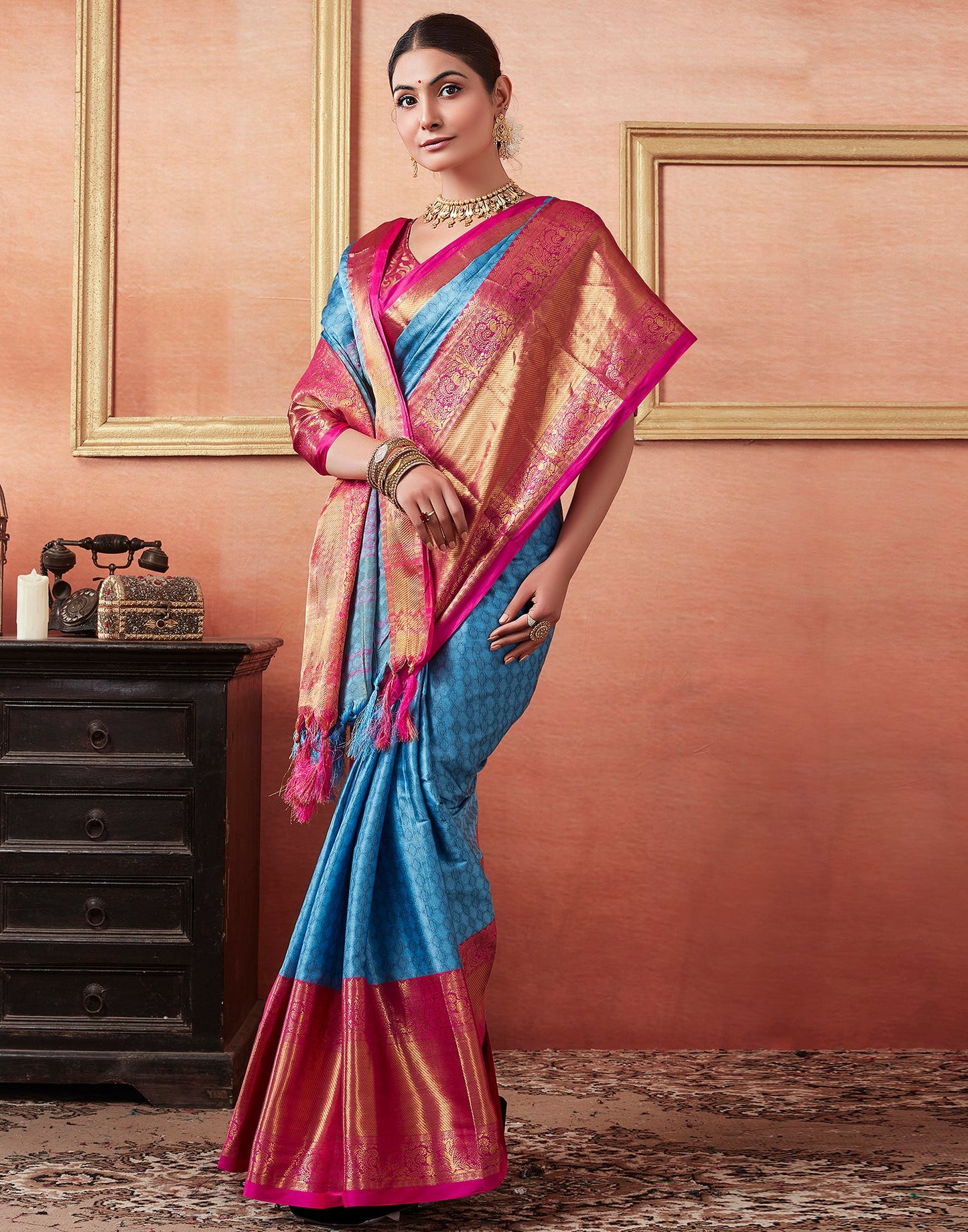 Blue Silk Weaves Saree