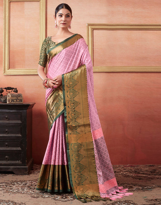 Pink Silk Weaves Saree