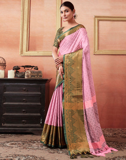 Pink Silk Weaves Saree