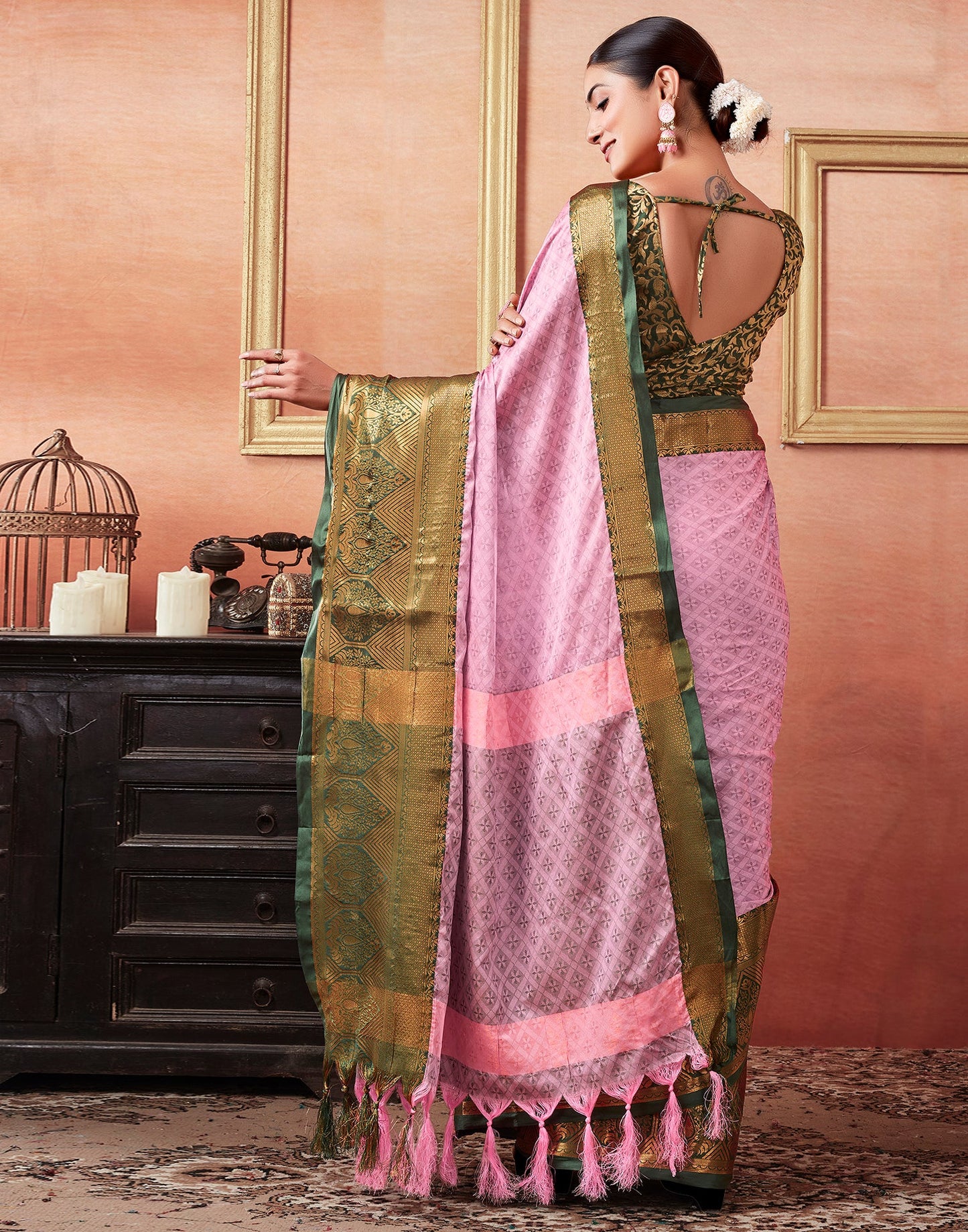 Pink Silk Weaves Saree