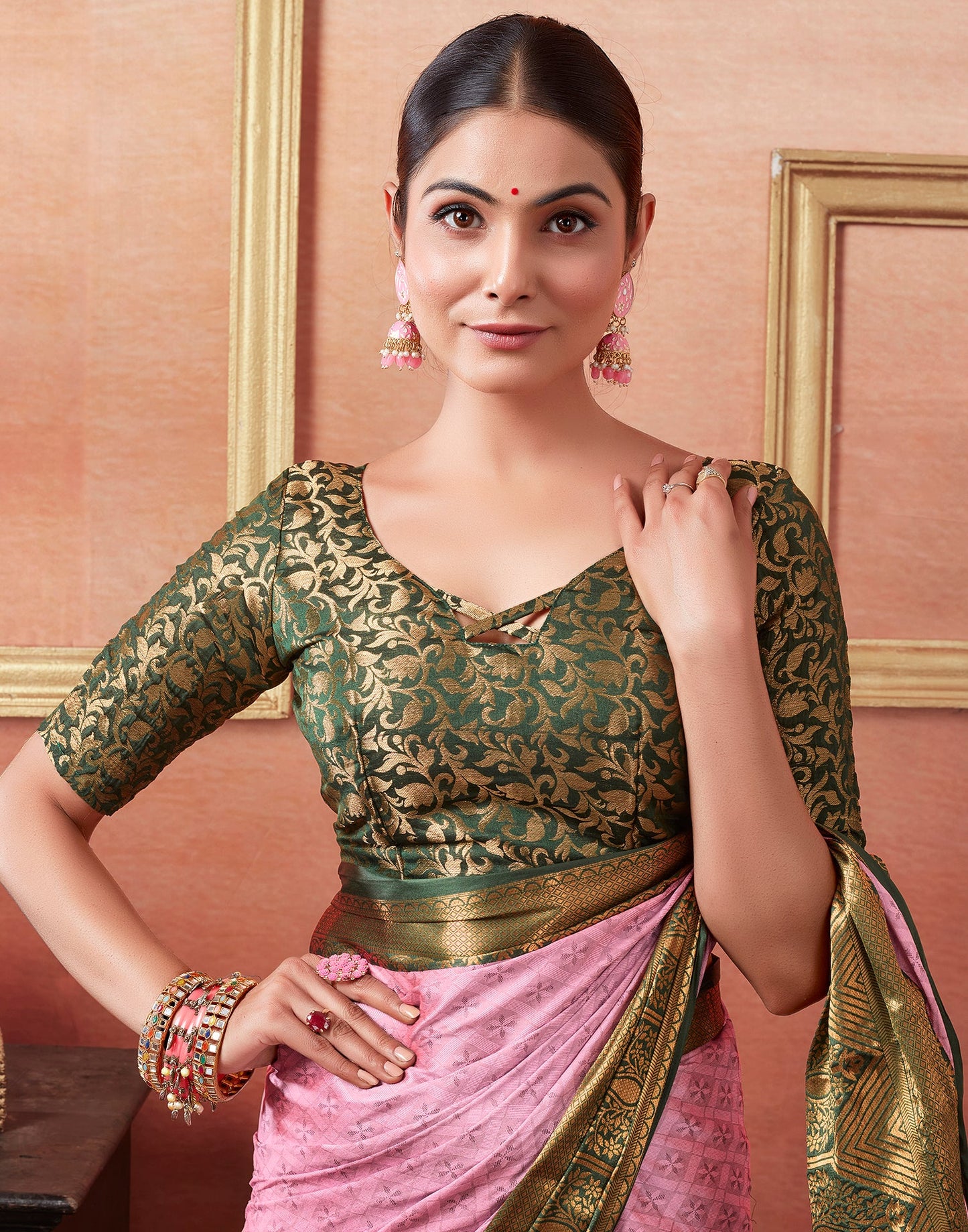 Pink Silk Weaves Saree