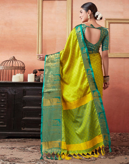 Lime Green Silk Weaves Saree