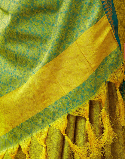 Lime Green Silk Weaves Saree