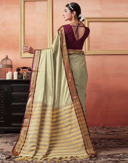 Khaki Silk Plain Saree