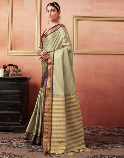 Khaki Silk Plain Saree