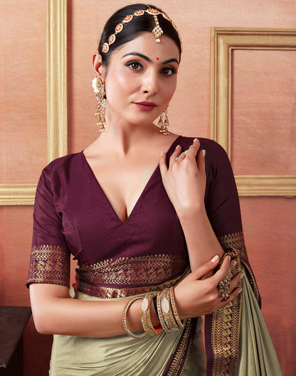 Khaki Silk Plain Saree