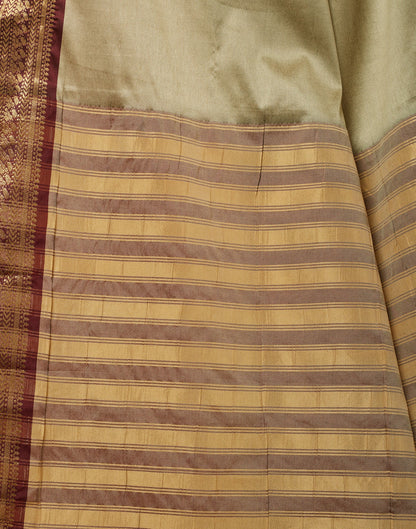 Khaki Silk Plain Saree