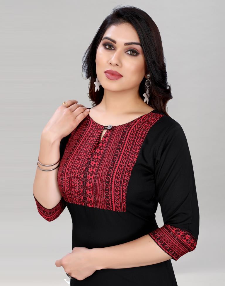 Black Printed Kurti | Leemboodi