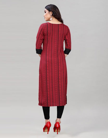 Red Coloured Crepe Digital Patch Kurti | Sudathi