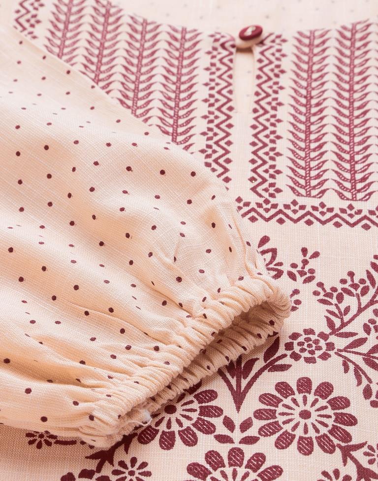 Pastel Peach Printed tie up Top | Leemboodi