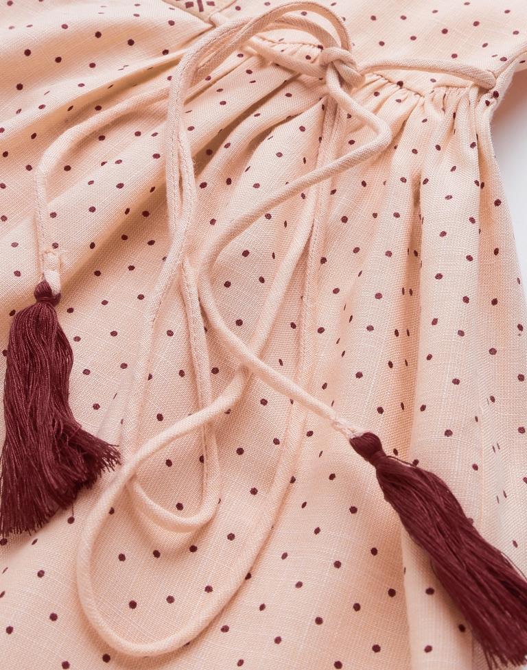 Pastel Peach Printed tie up Top | Leemboodi