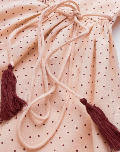 Pastel Peach Printed tie up Top | Leemboodi