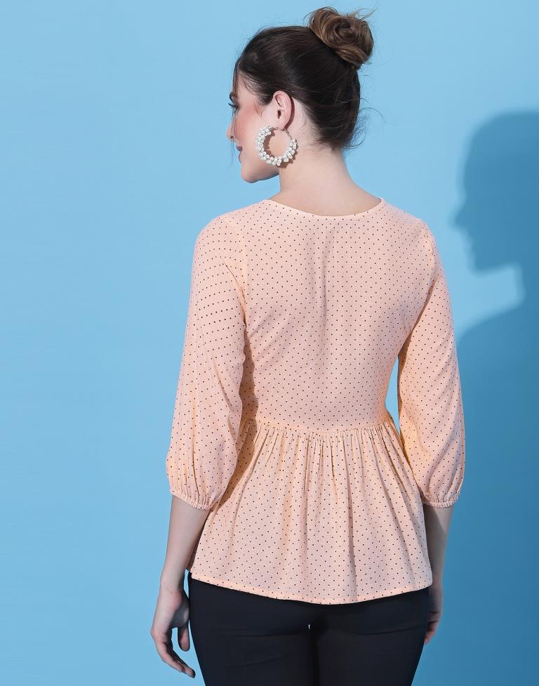 Pastel Peach Printed tie up Top | Leemboodi