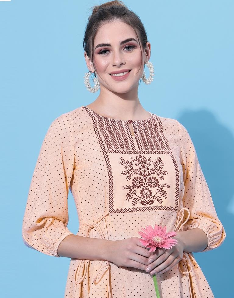 Pastel Peach Printed tie up Top | Leemboodi