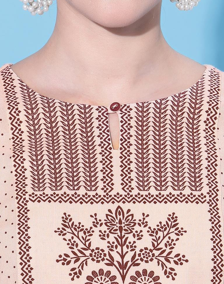 Pastel Peach Printed tie up Top | Leemboodi