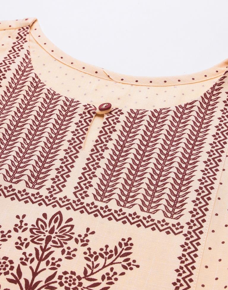 Pastel Peach Printed tie up Top | Leemboodi