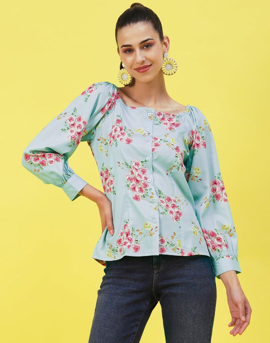 Blue Broad neck shirt | Leemboodi