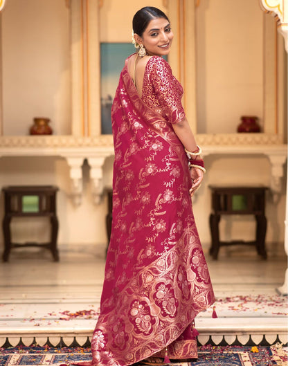 Dark Pink Banarasi Silk Saree