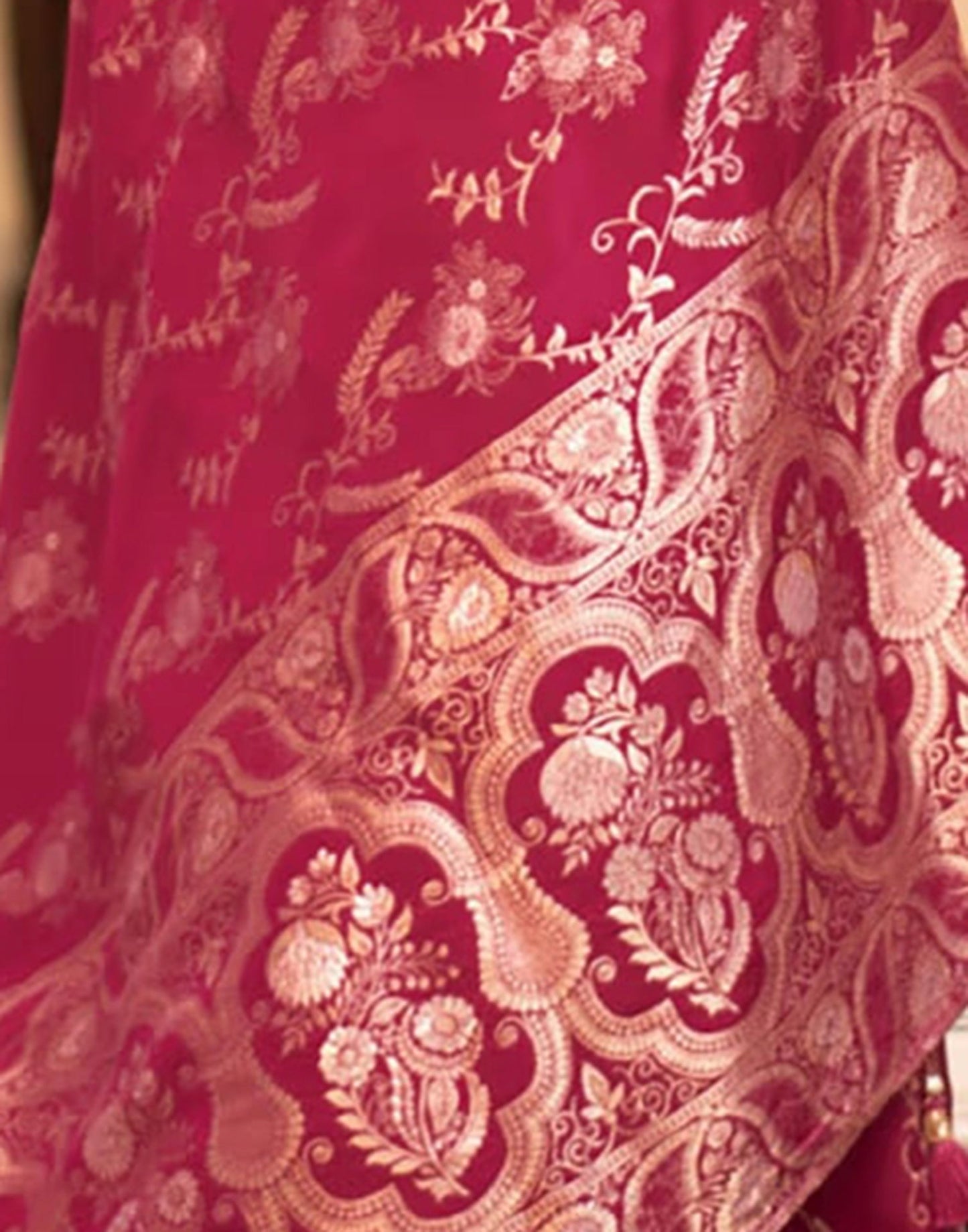 Dark Pink Banarasi Silk Saree