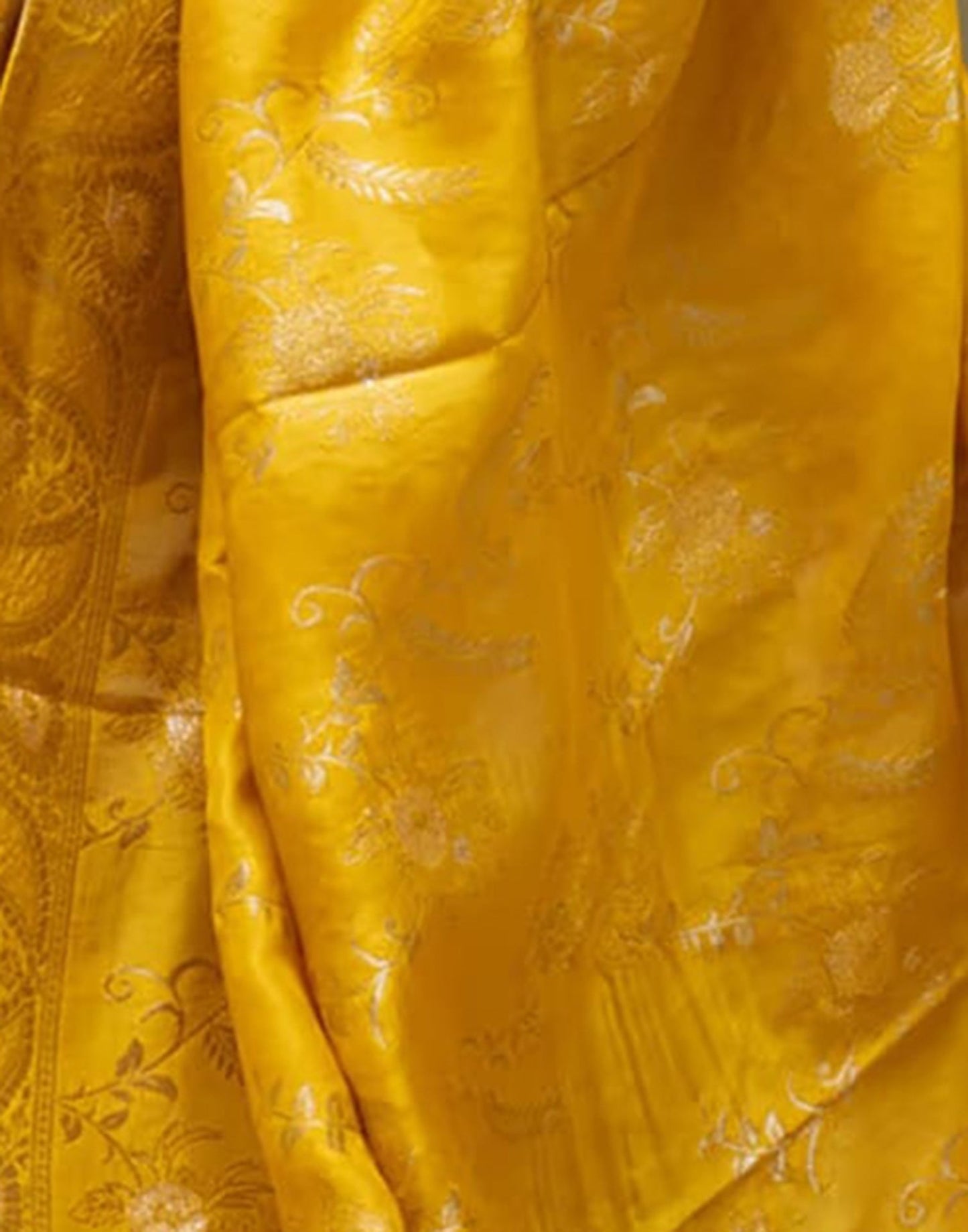 Yellow Silk Plain Saree