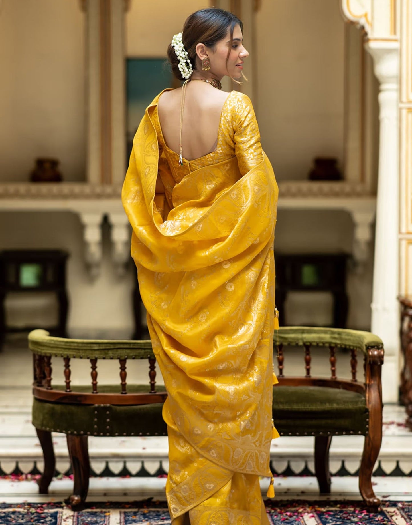 Yellow Silk Plain Saree