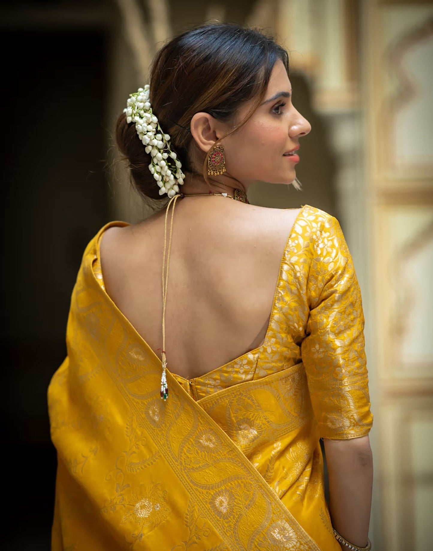 Yellow Silk Plain Saree