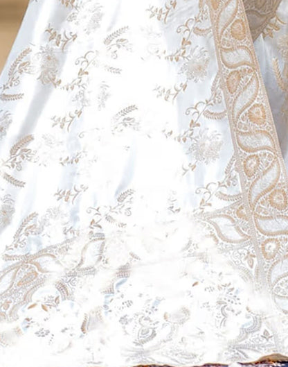 White Banarasi Silk Saree