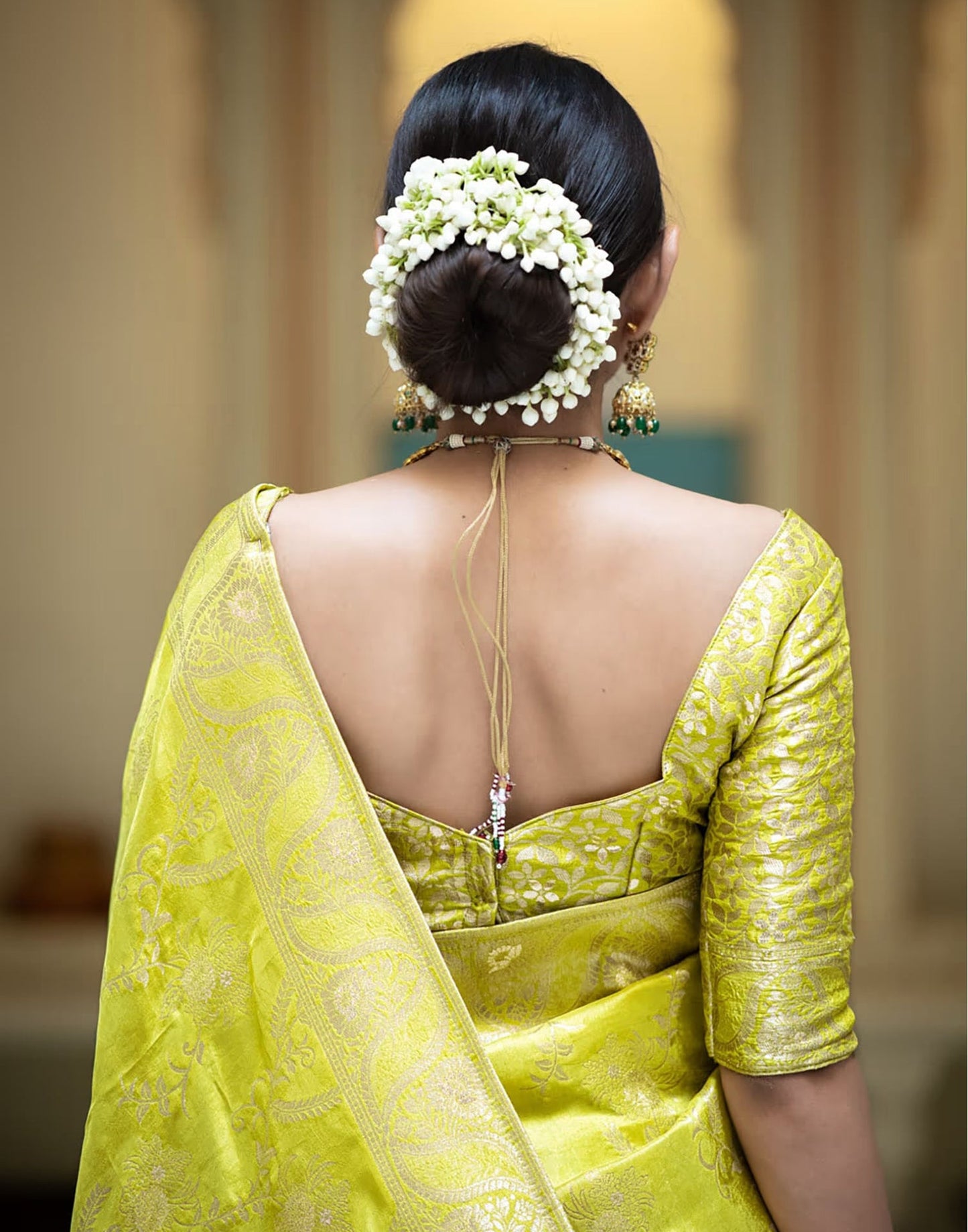 Lime Yellow Silk Plain Saree