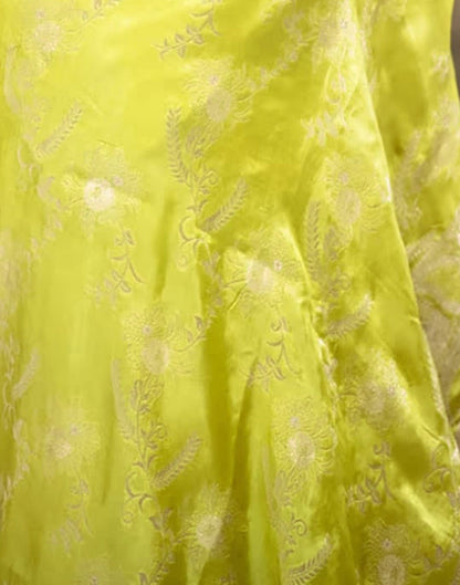 Lime Yellow Silk Plain Saree