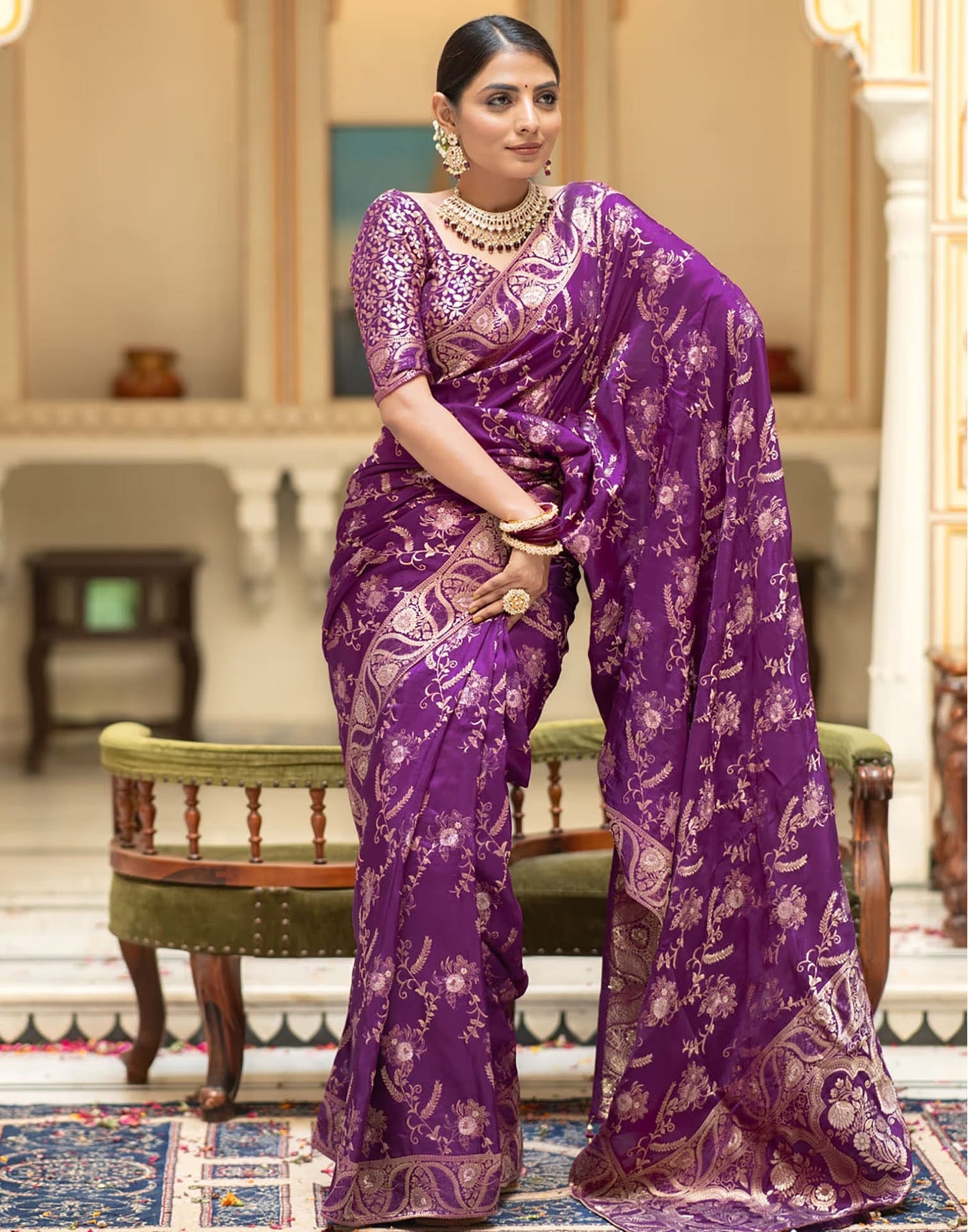 Purple Banarasi Silk Saree