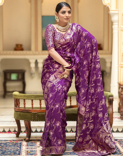 Purple Banarasi Silk Saree