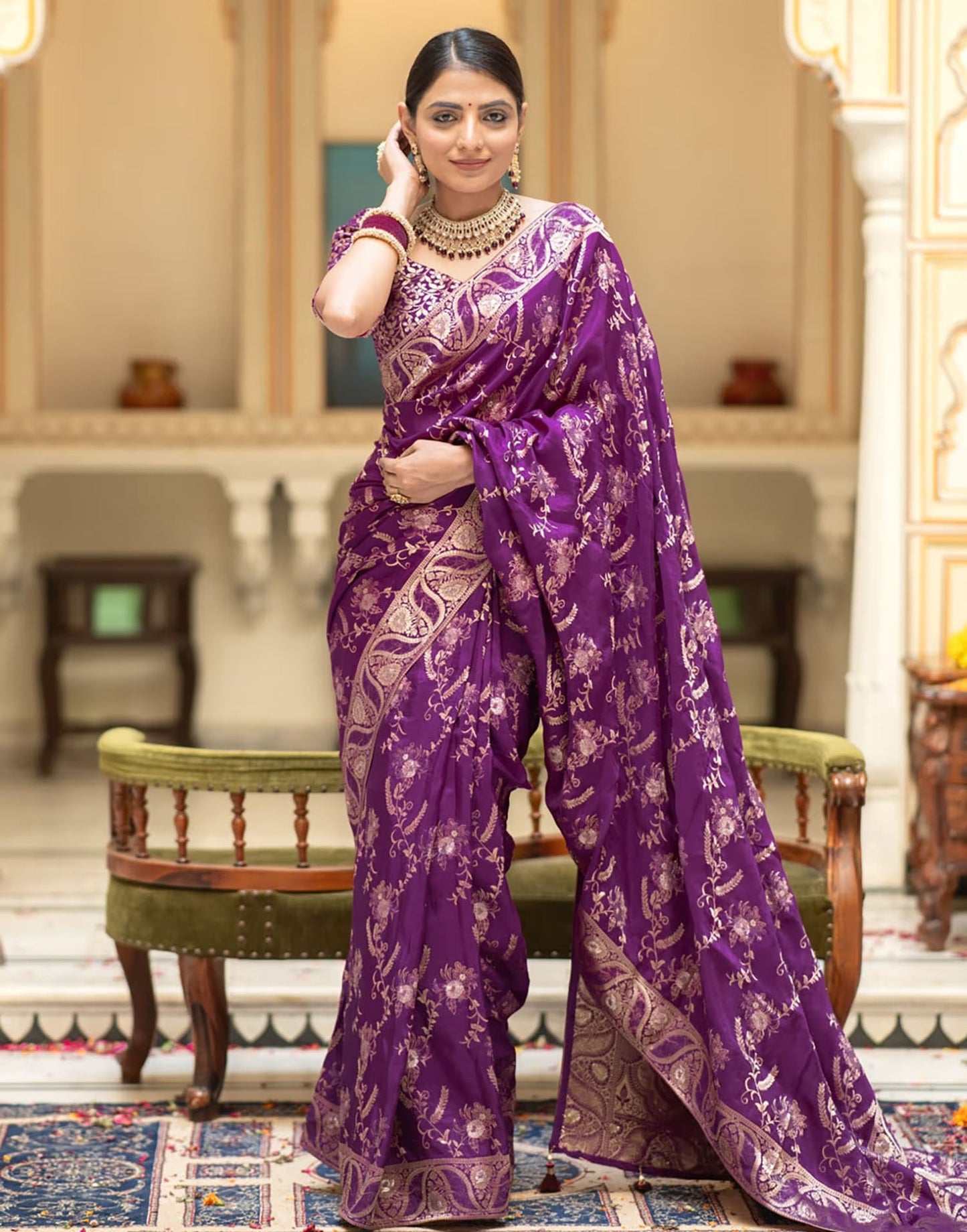Purple Banarasi Silk Saree
