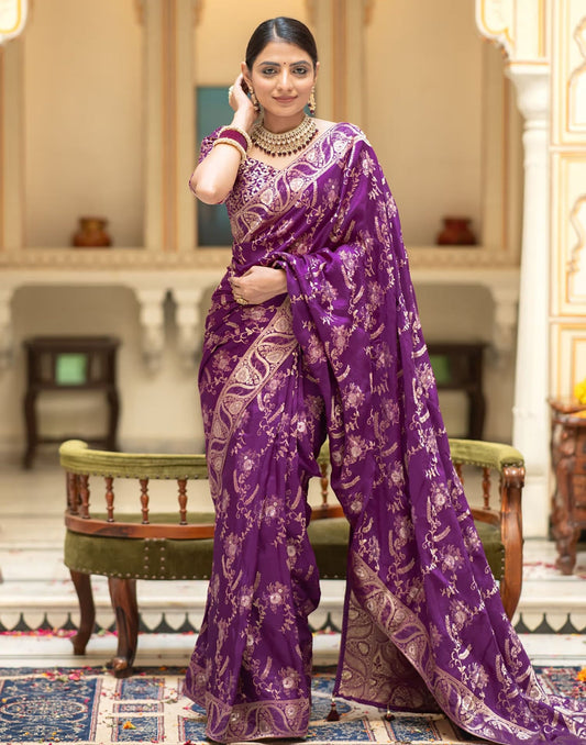 Purple Banarasi Silk Saree