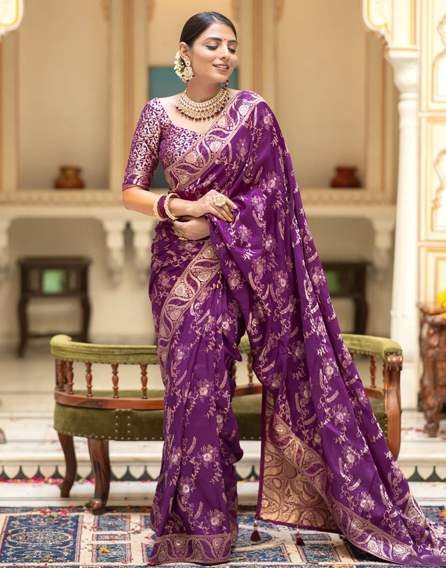 Purple Banarasi Silk Saree