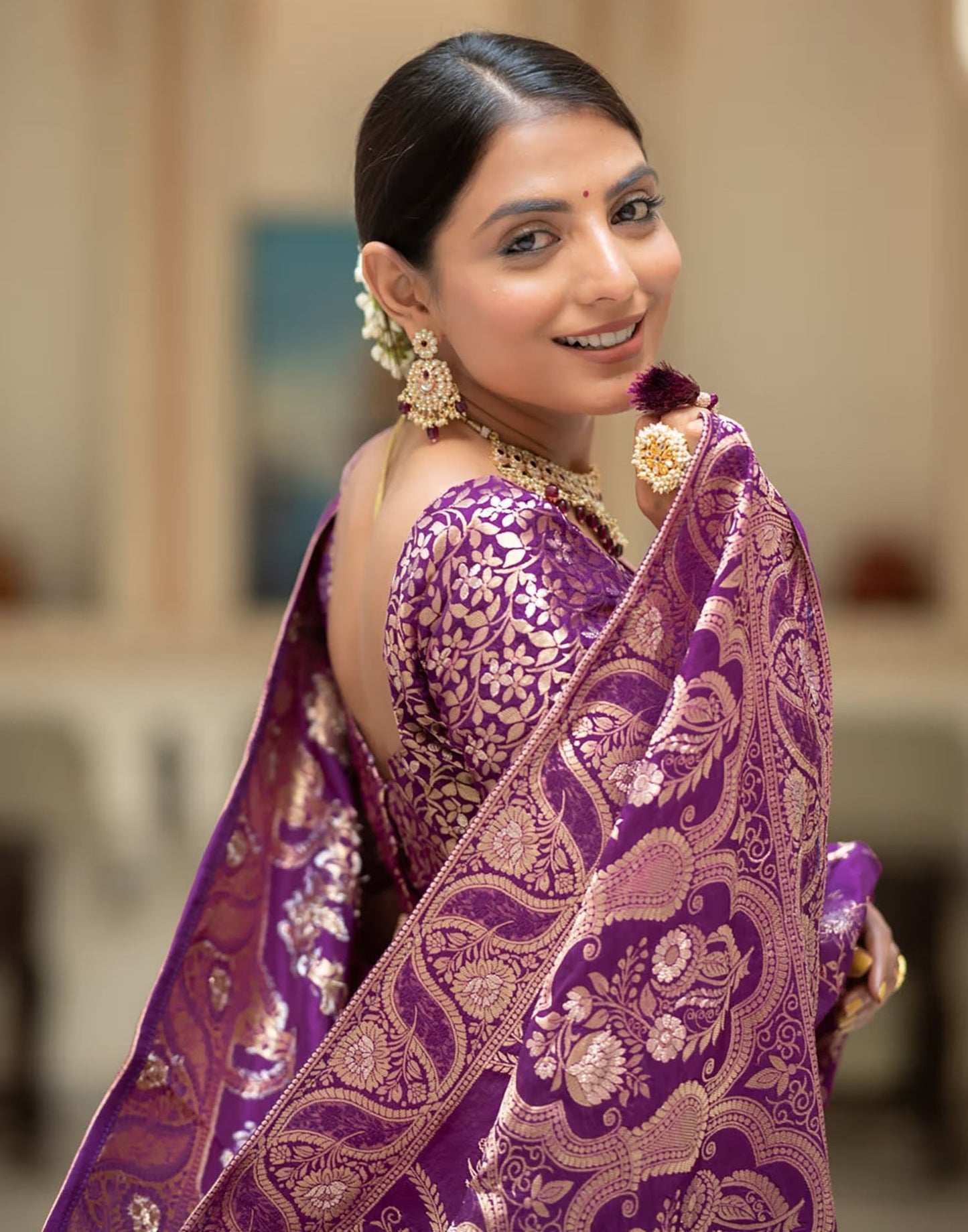 Purple Banarasi Silk Saree