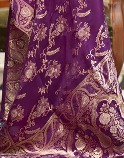 Purple Banarasi Silk Saree