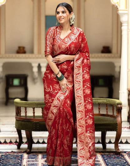 Red Banarasi Silk Saree