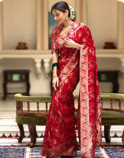 Red Banarasi Silk Saree