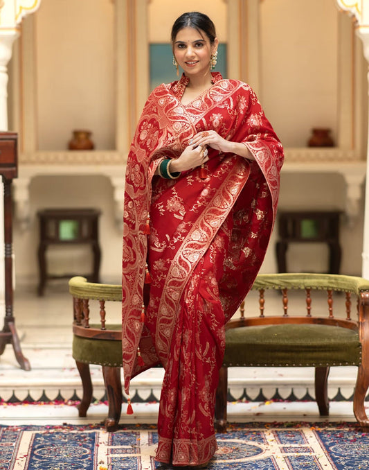 Red Banarasi Silk Saree