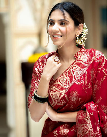 Red Banarasi Silk Saree