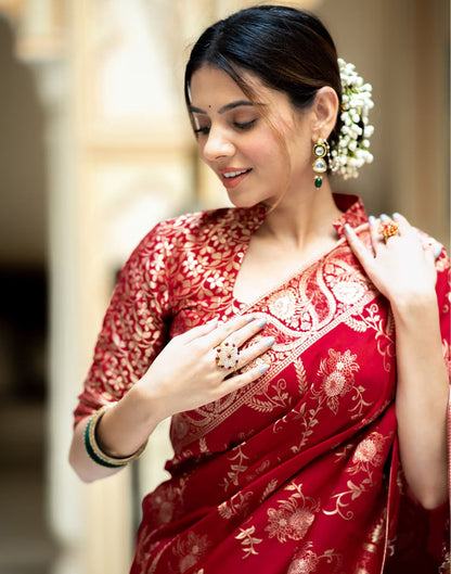 Red Banarasi Silk Saree