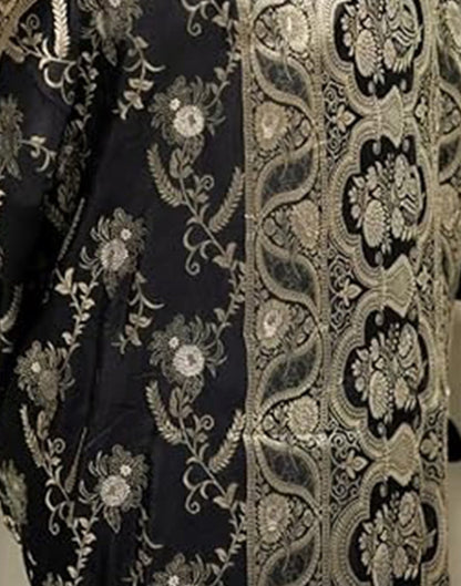 Black Silk Plain Saree