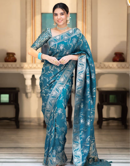 Blue Silk Plain Saree