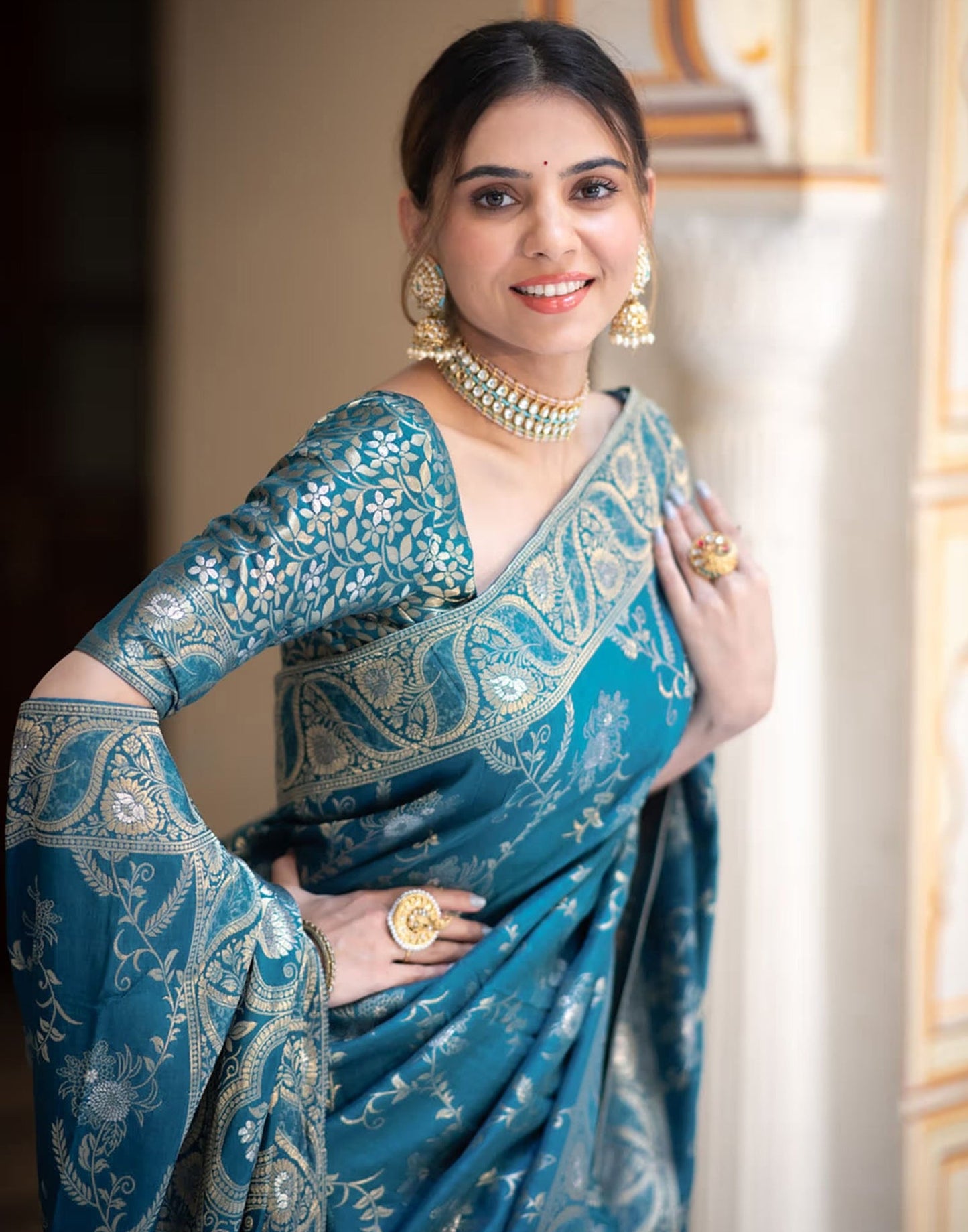 Blue Silk Plain Saree